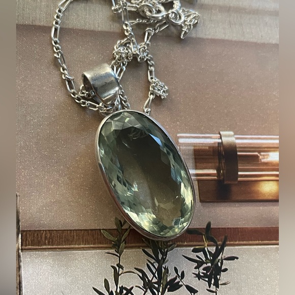 925 Sterling silver Natural Green Amethyst Pendent with Sterling silver chain!! - Picture 15 of 17